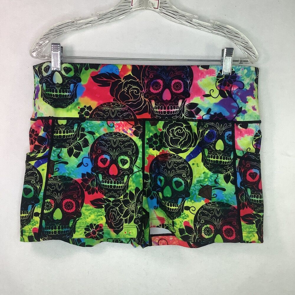 Constantly Varied Gear Squats Approved Spandex Biker Shorts Size XL Skull Floral